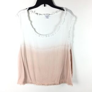 Splendid Womens Dip Dye Slub Crosshatch Tank Top